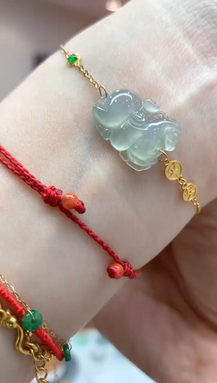 【闪购商品】翡翠手链18K金镶嵌手链