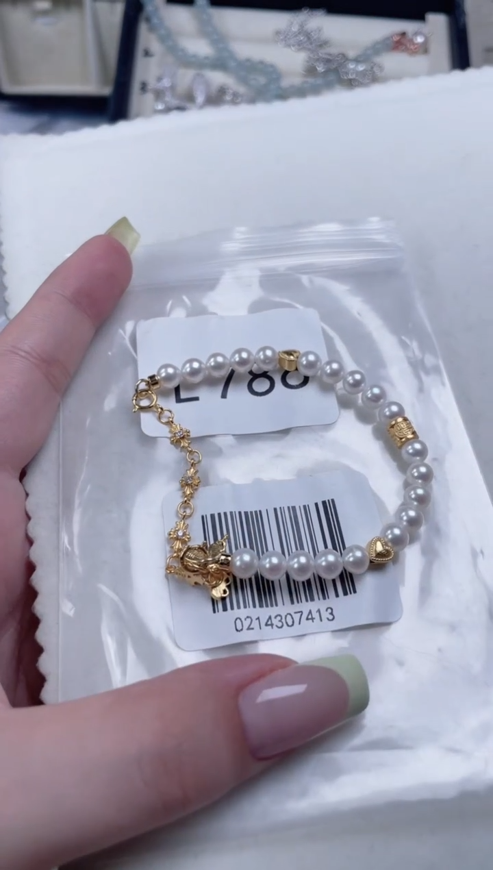 银S925镶嵌淡水珍珠手链L788