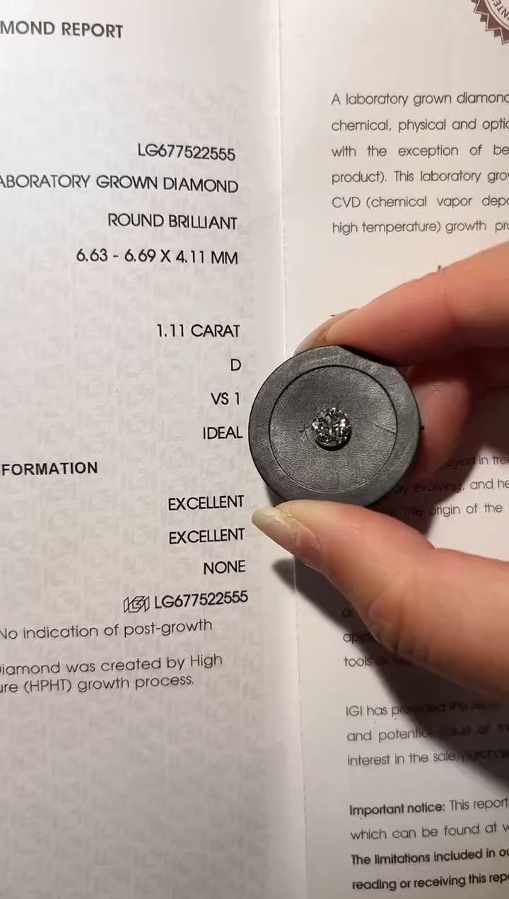 【闪购商品】实验室培育钻石裸石未镶嵌LG2555  1.11ct