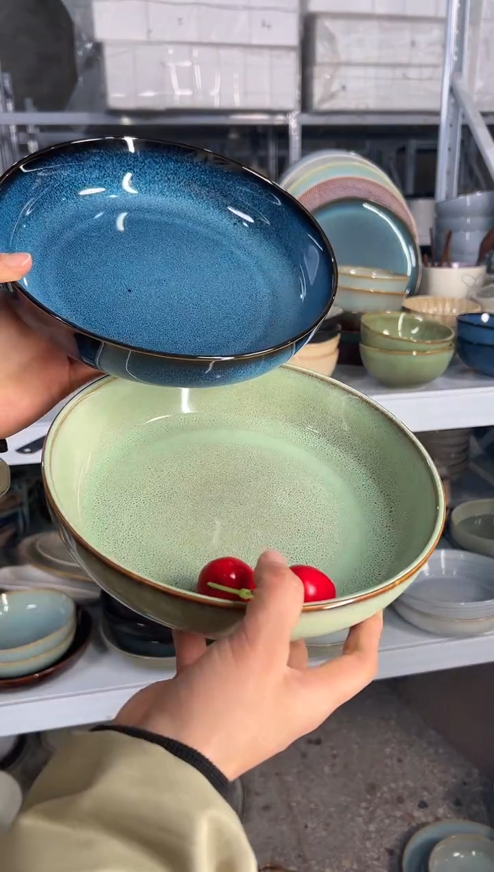 陶瓷外贸尾货瑕疵满20包邮X2深盘组合