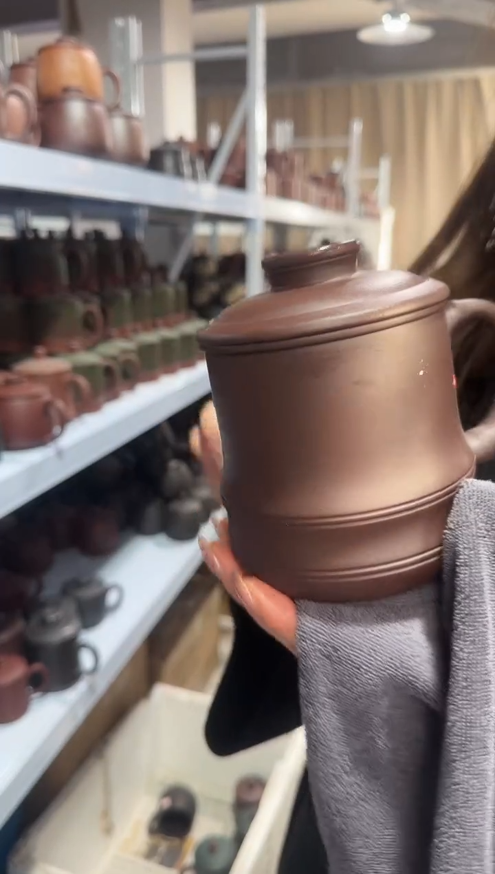 【闪购商品】紫砂盖杯紫砂盖杯紫泥竹节三件套