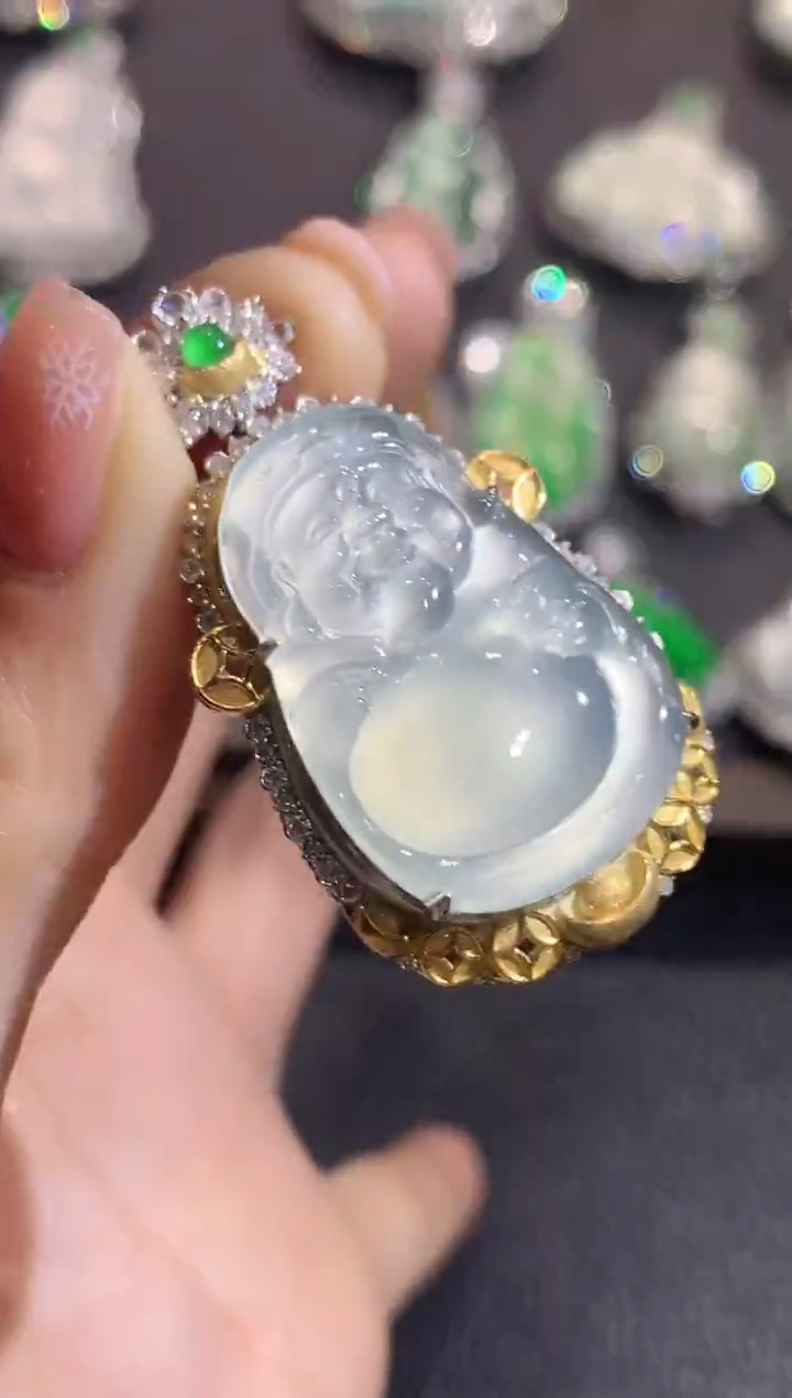 吊坠(不含链)18K金镶嵌翡翠C69翡翠