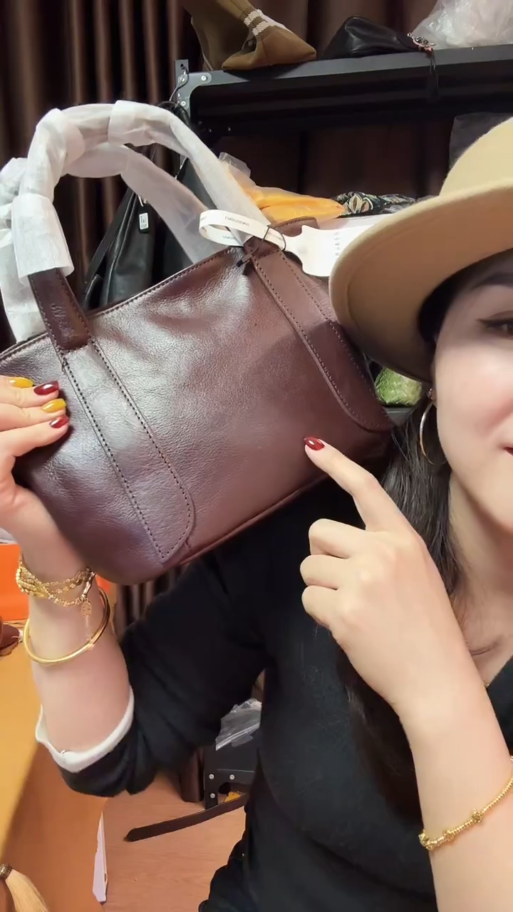 牛皮（革）珊瑚店清斜挎包真皮包时尚百搭包包