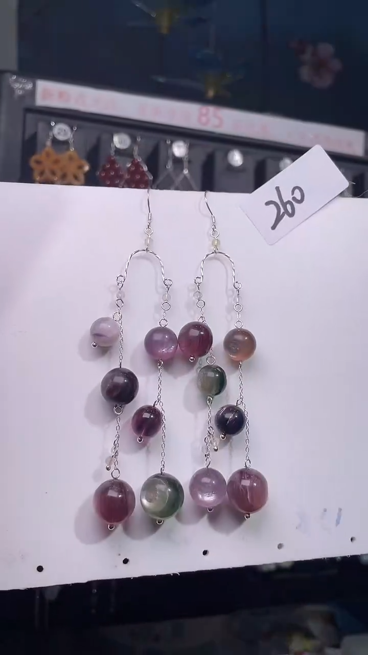 银S925镶嵌耳饰紫晶喜欢拍