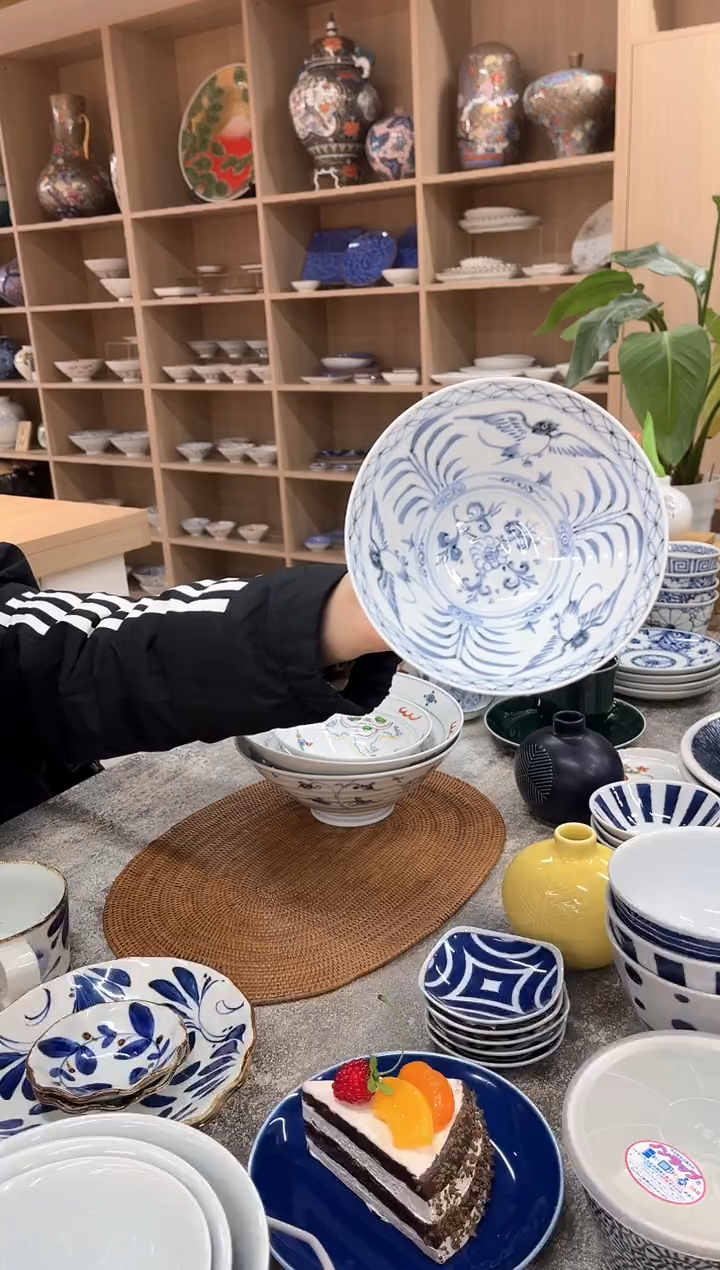 【闪购商品】瓷片HD-32 安南手並び鳥 平碗（大）