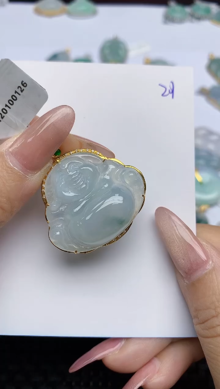 【闪购商品】翡翠颈饰18K金镶嵌天然A货翡翠 201