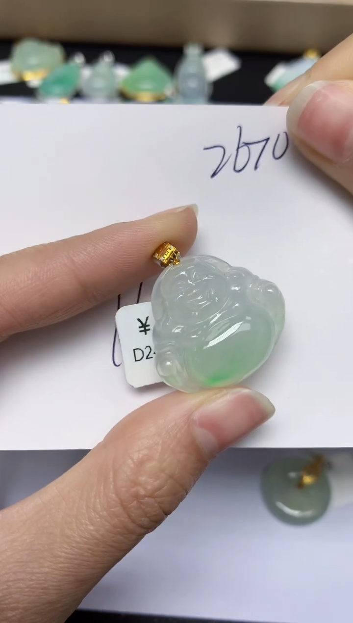 【闪购商品】翡翠颈饰18K金镶嵌 天然翡翠A货