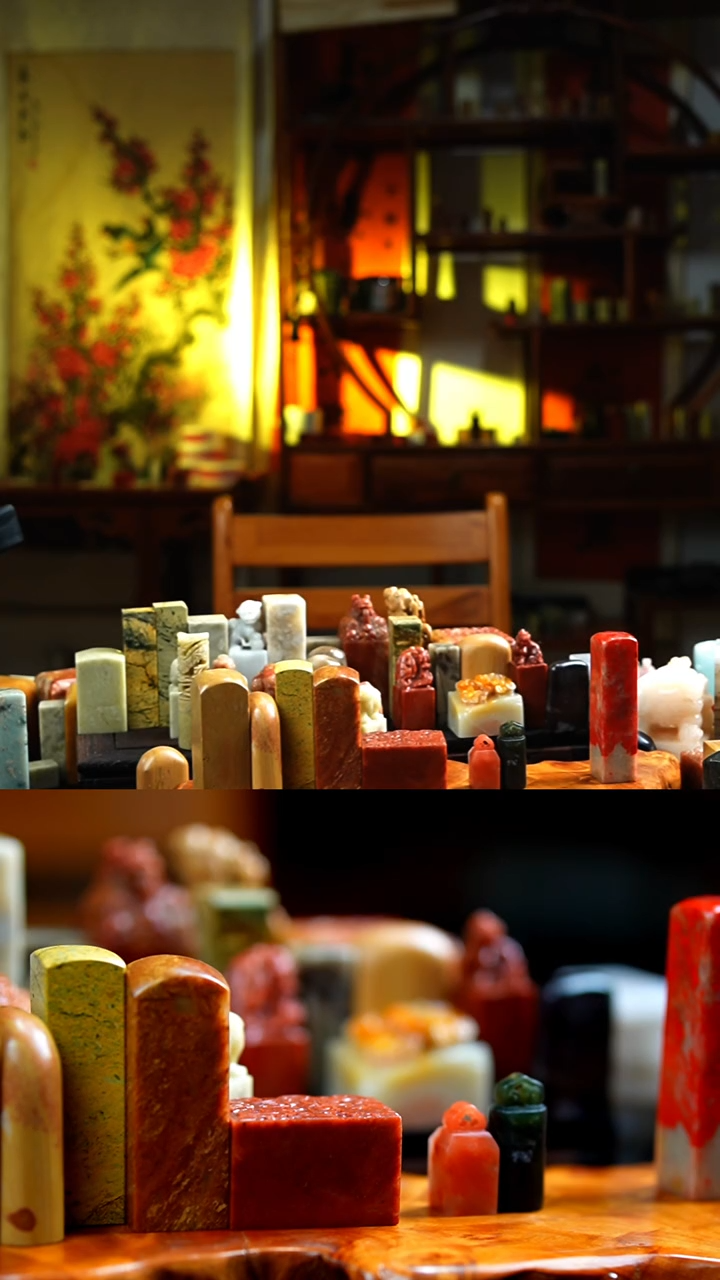 老挝石印石一方绿柱子一方如意钮