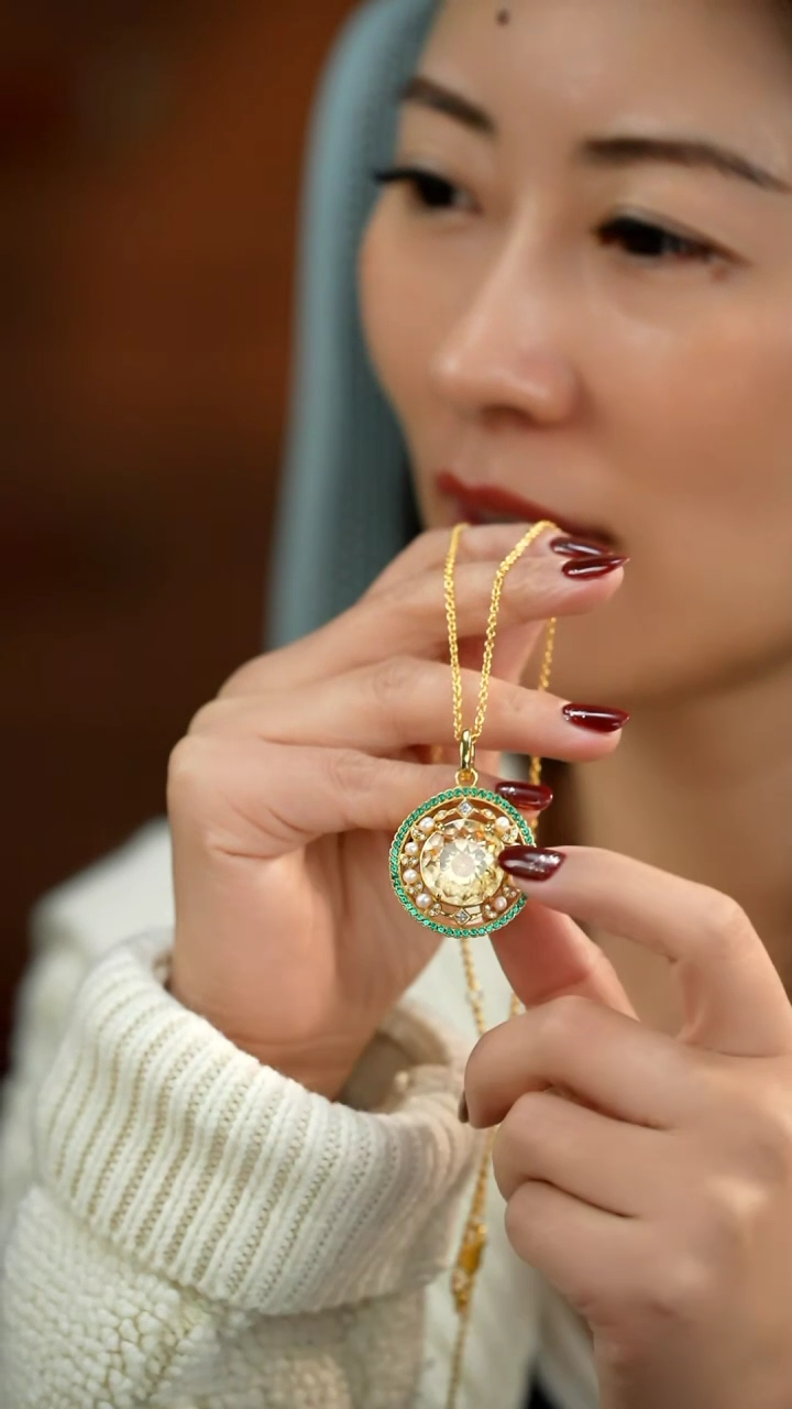 【闪购商品】黄晶项链银S925镶嵌@@W878