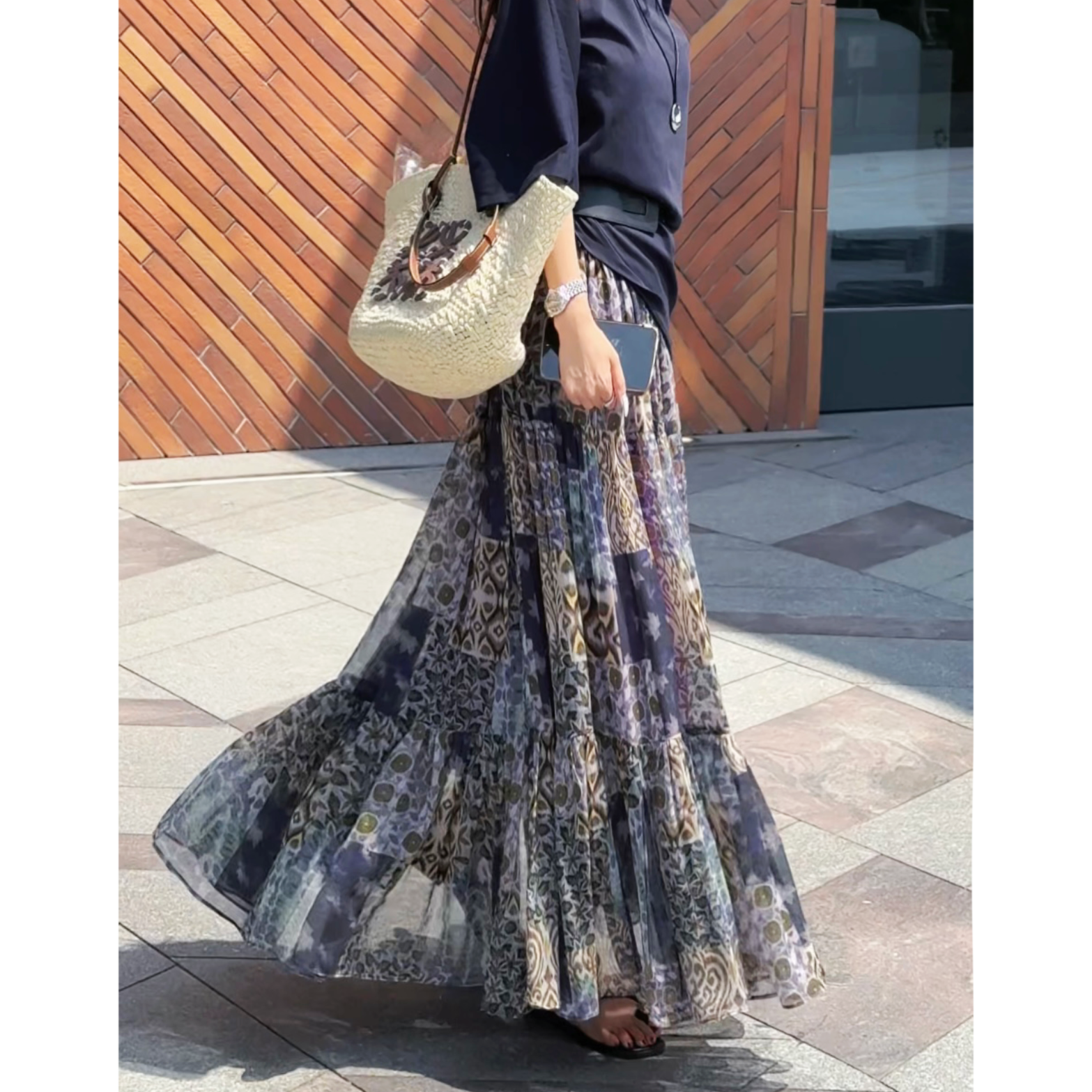 【南萱】【紫藤浪漫】 休闲时尚百搭高腰半身裙5XKJJ9656