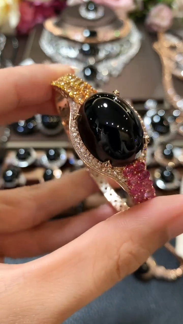 18K金镶嵌手镯翡翠L*lm129  