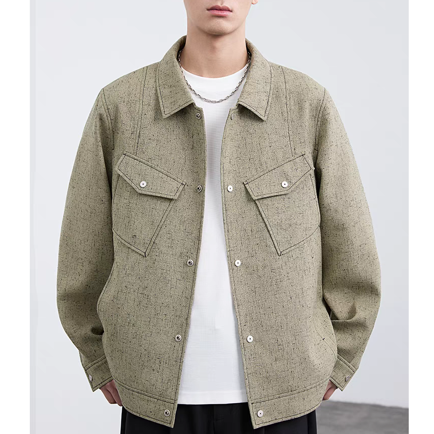 男士小香风夹克春秋季新款时尚明线百搭设计感休闲宽松外套95022