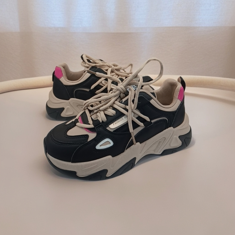 老爹鞋久站不累老爹女鞋时尚黑色春季百搭秋冬厚底188