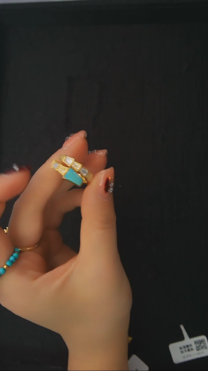 【闪购商品】绿松石戒指银S925镶嵌发货一件