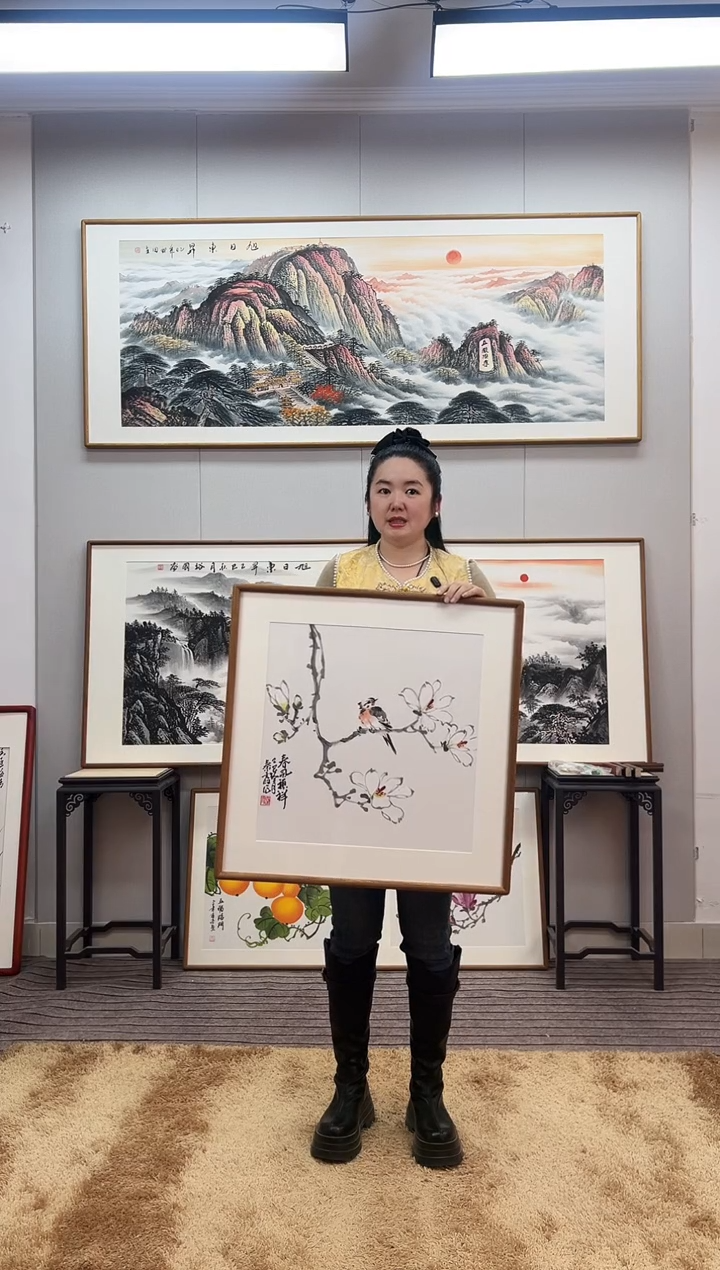 国画手绘玉兰花62*62尺寸
