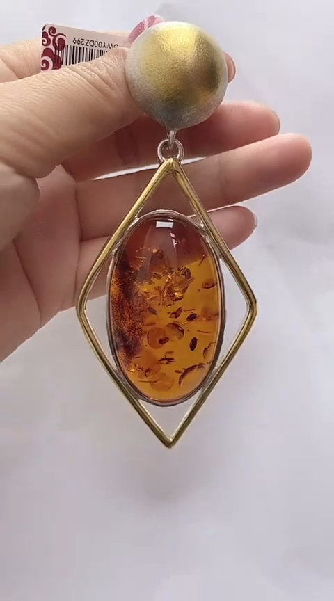 【闪购商品】琥珀裸石银S925镶嵌花珀吊坠