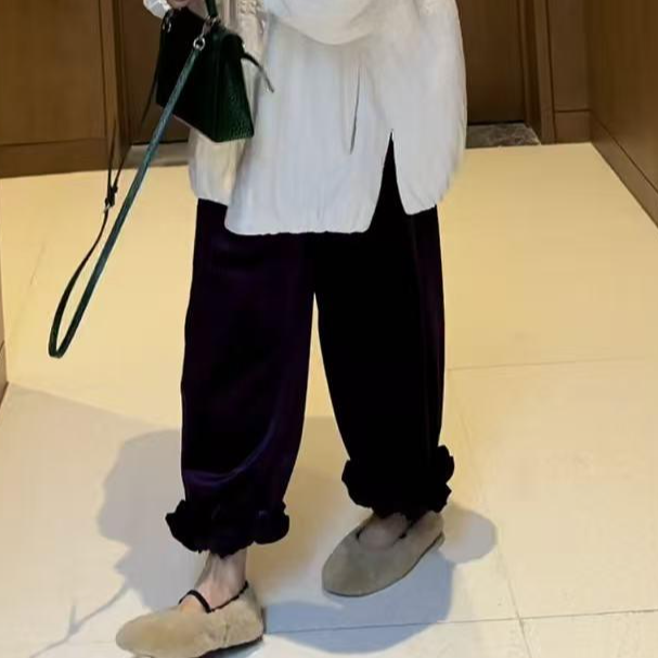 李豆儿 原创 《紫气东来》 加绒加厚加密丝绒直筒裤子