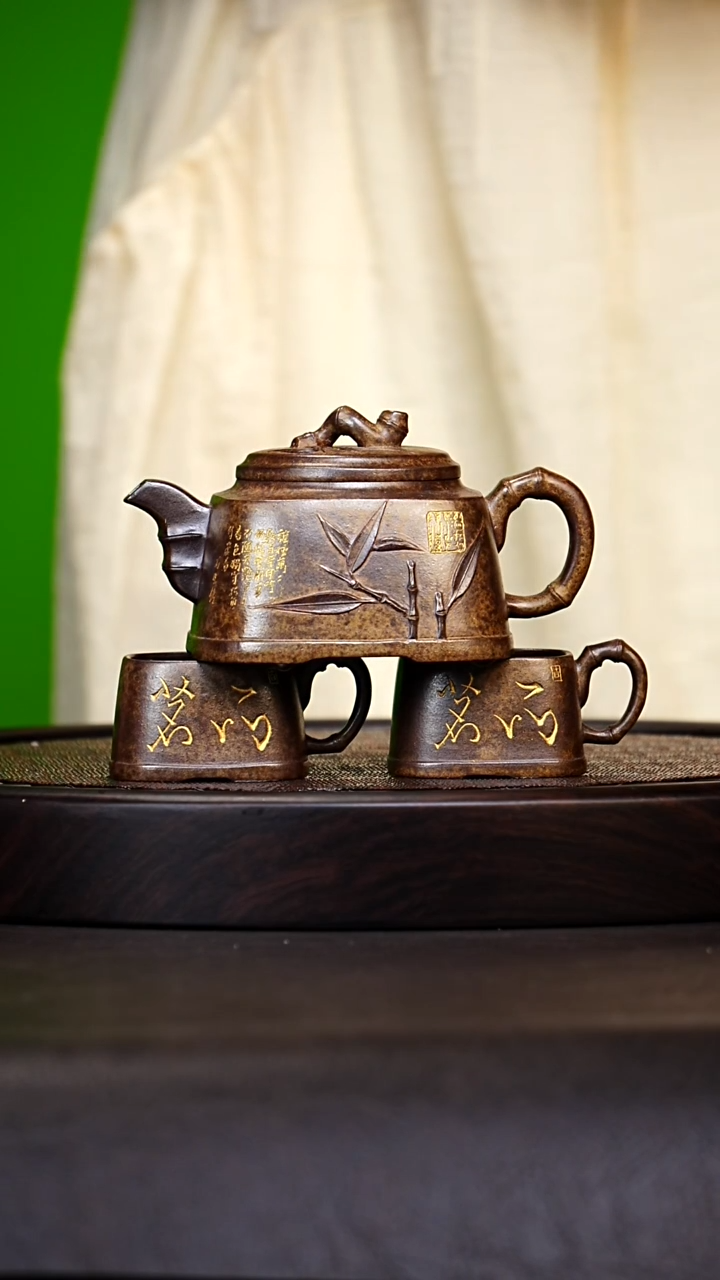 宜兴原矿高端紫砂 金砂段泥柴烧250cc