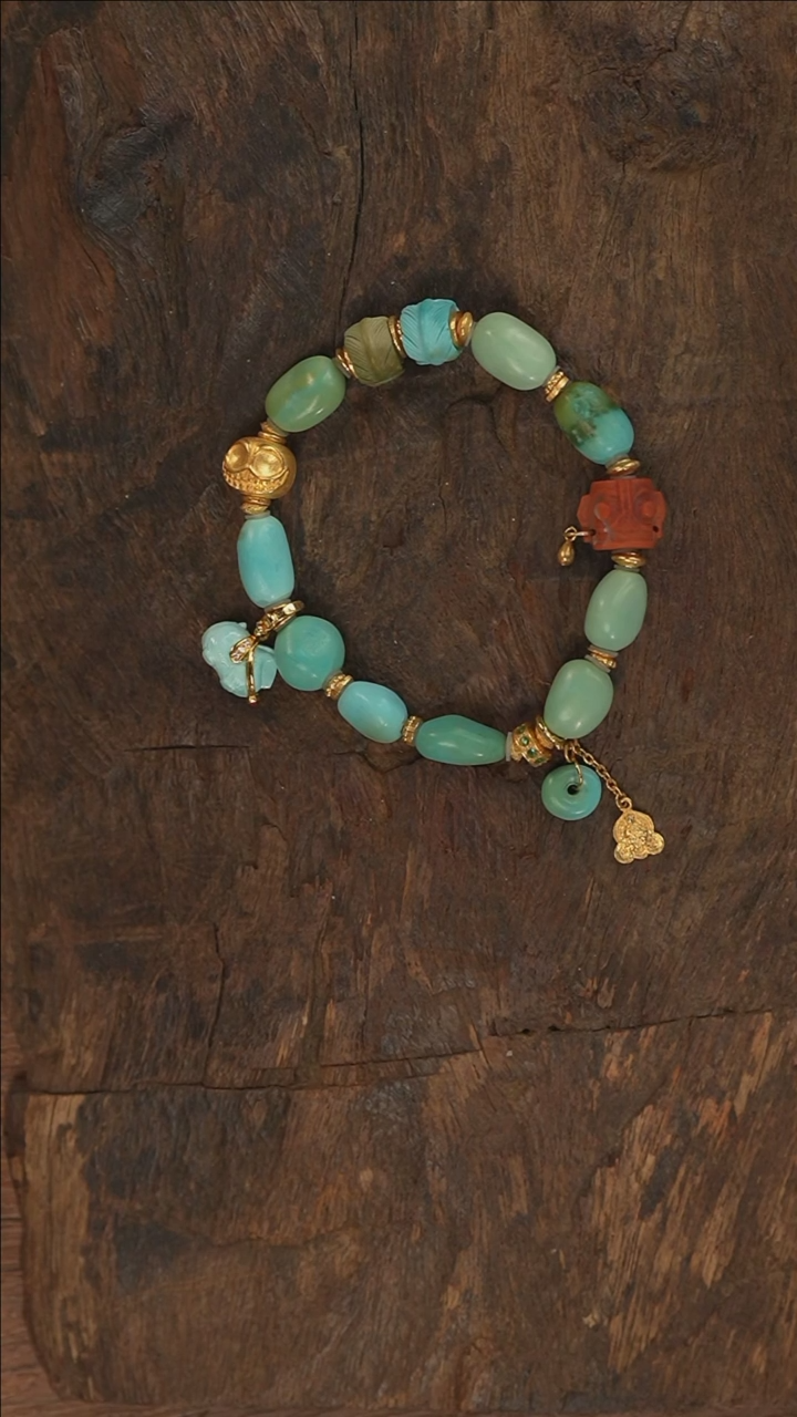 【闪购商品】绿松石手串18K金镶嵌定制-A3073