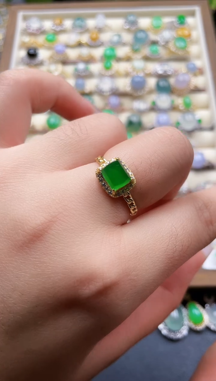 银S925镶嵌戒指翡翠1