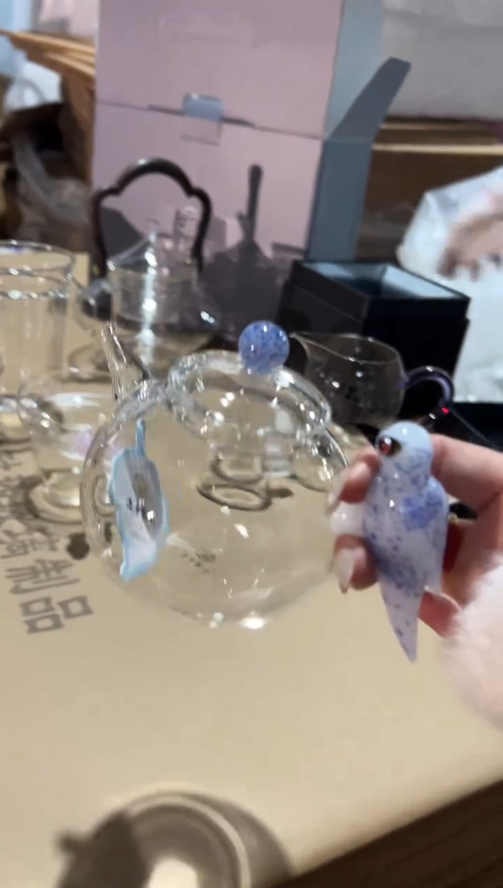 鹊鸣壶蓝色礼盒包装