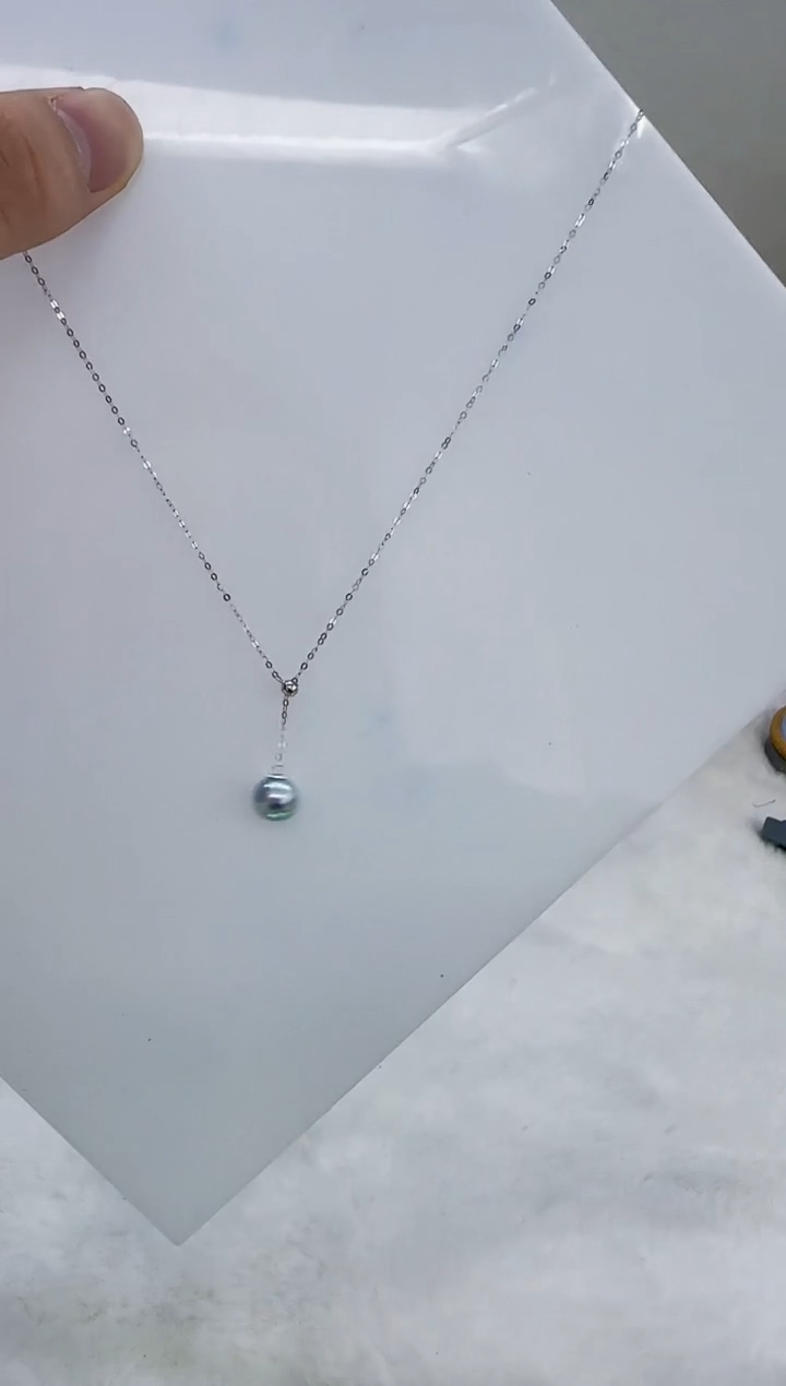 18K金镶嵌海水珍珠DA海水灰珠Y链7-8 y388