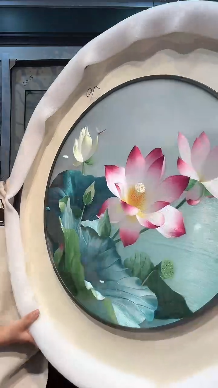 竖款非遗苏绣手工刺绣装饰画不包邮