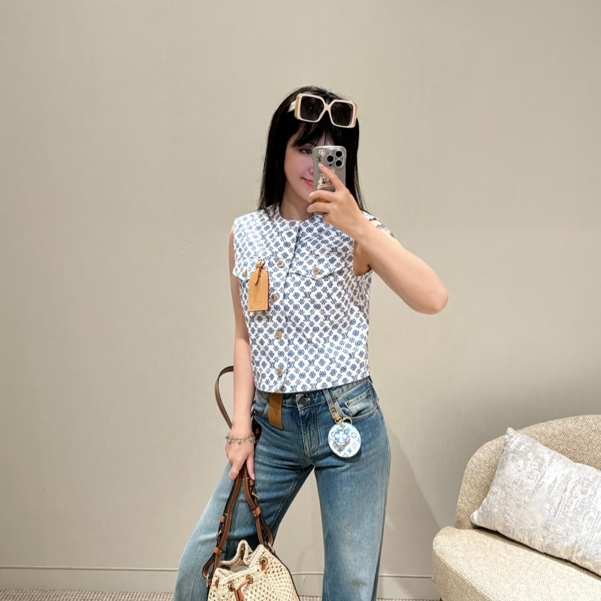 未使用 LouisVuitton/路易威登 Logo满印夹克外套 /csy096/38码 