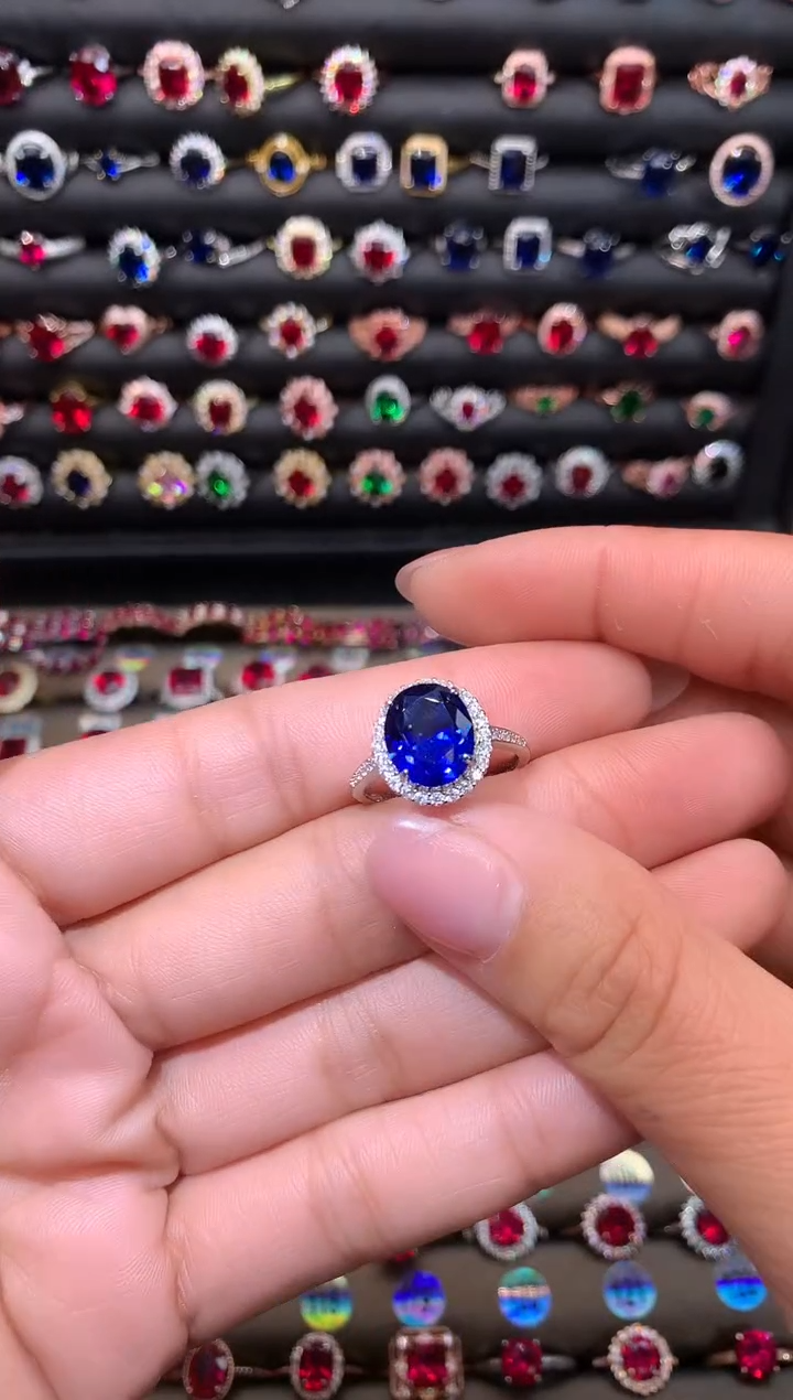 【闪购商品】蓝宝石戒指银S925镶嵌911