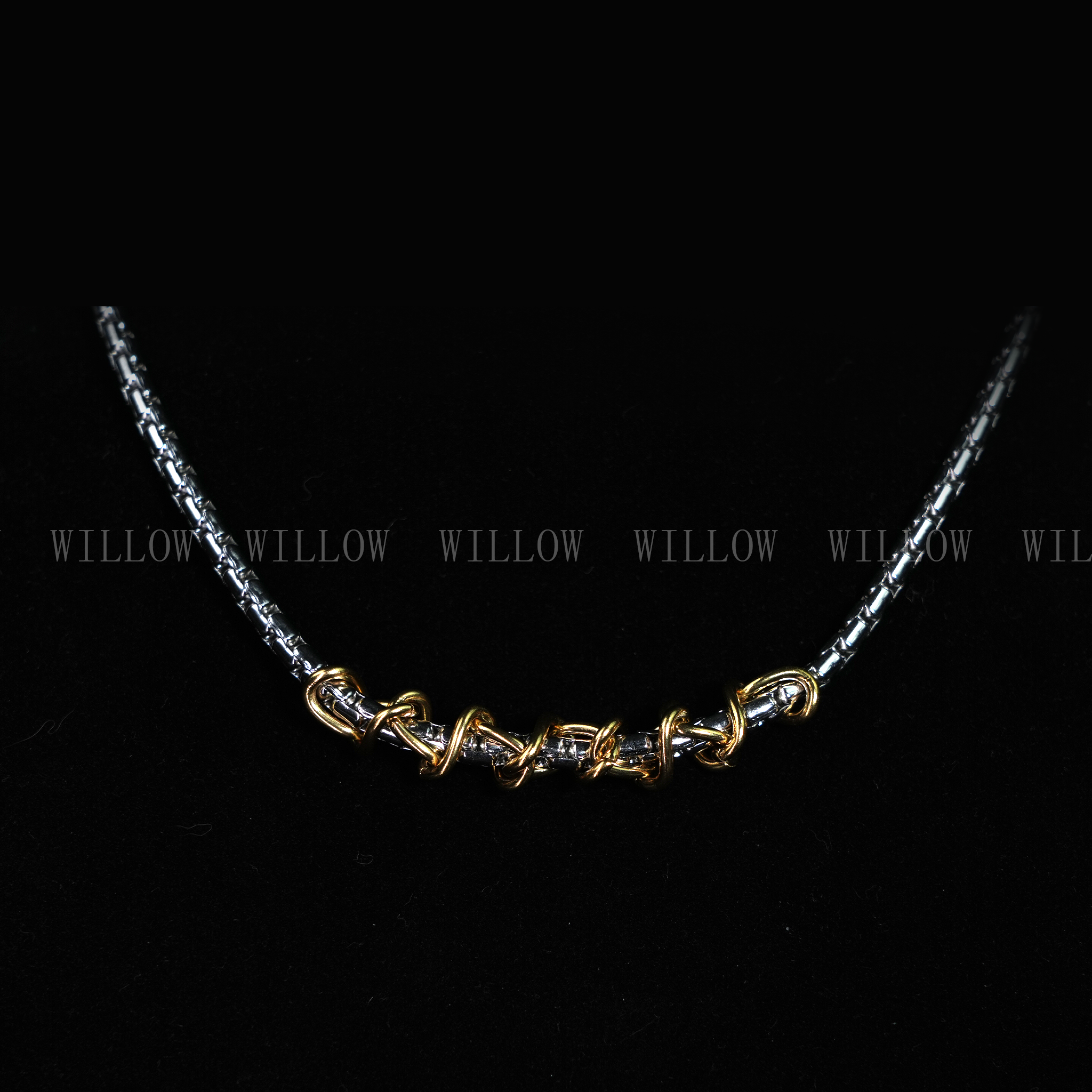 钛钢项链 撞色扭环项链街头欧美嘻哈钛钢百搭配饰轻奢时尚项链