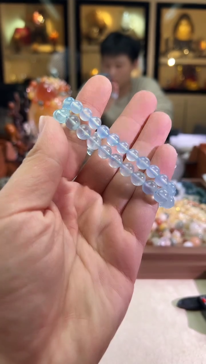 合成（培育）海蓝宝石未镶嵌7-8mm+圣光海蓝宝（多样性发一）