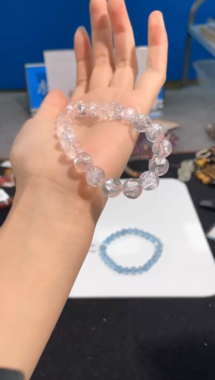 【闪购商品】水晶手链未镶嵌77号粉阿赛单圈9mm