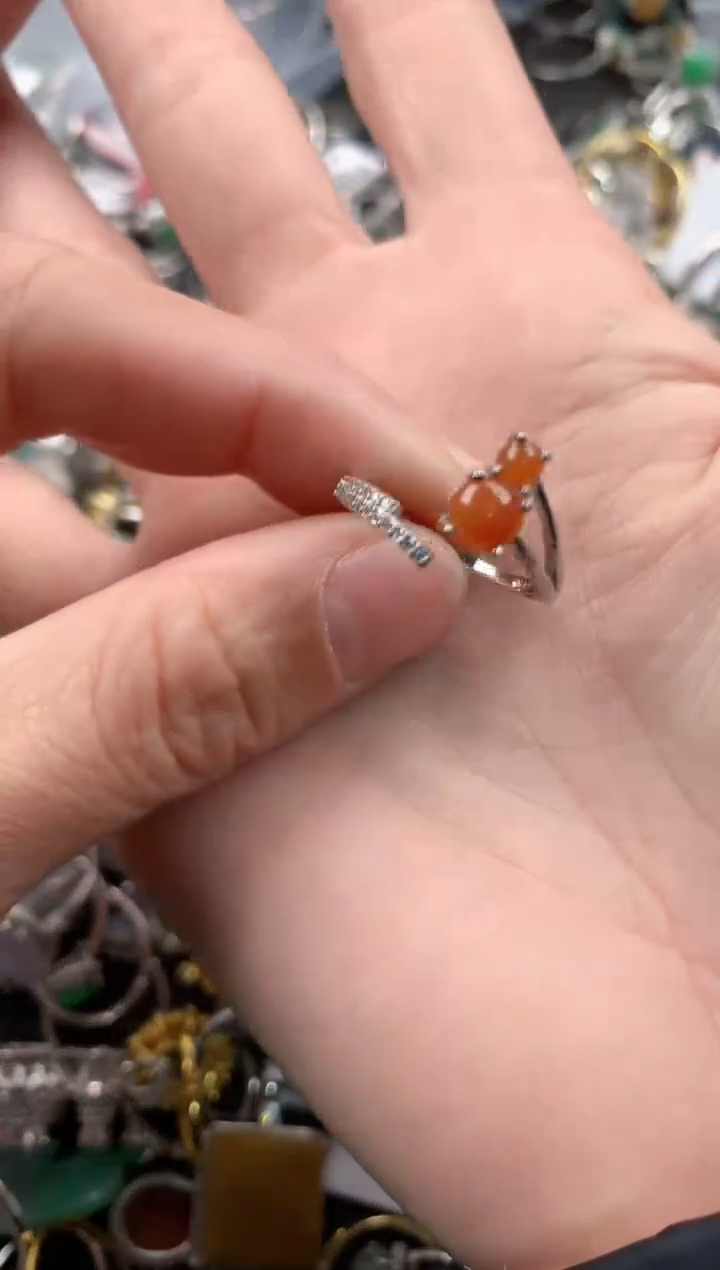 银S925镶嵌戒指翡翠555      2