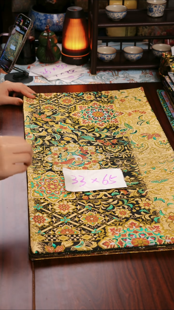【福利西阵织璀璨宝相花双面】中国风干泡织锦茶席33*65