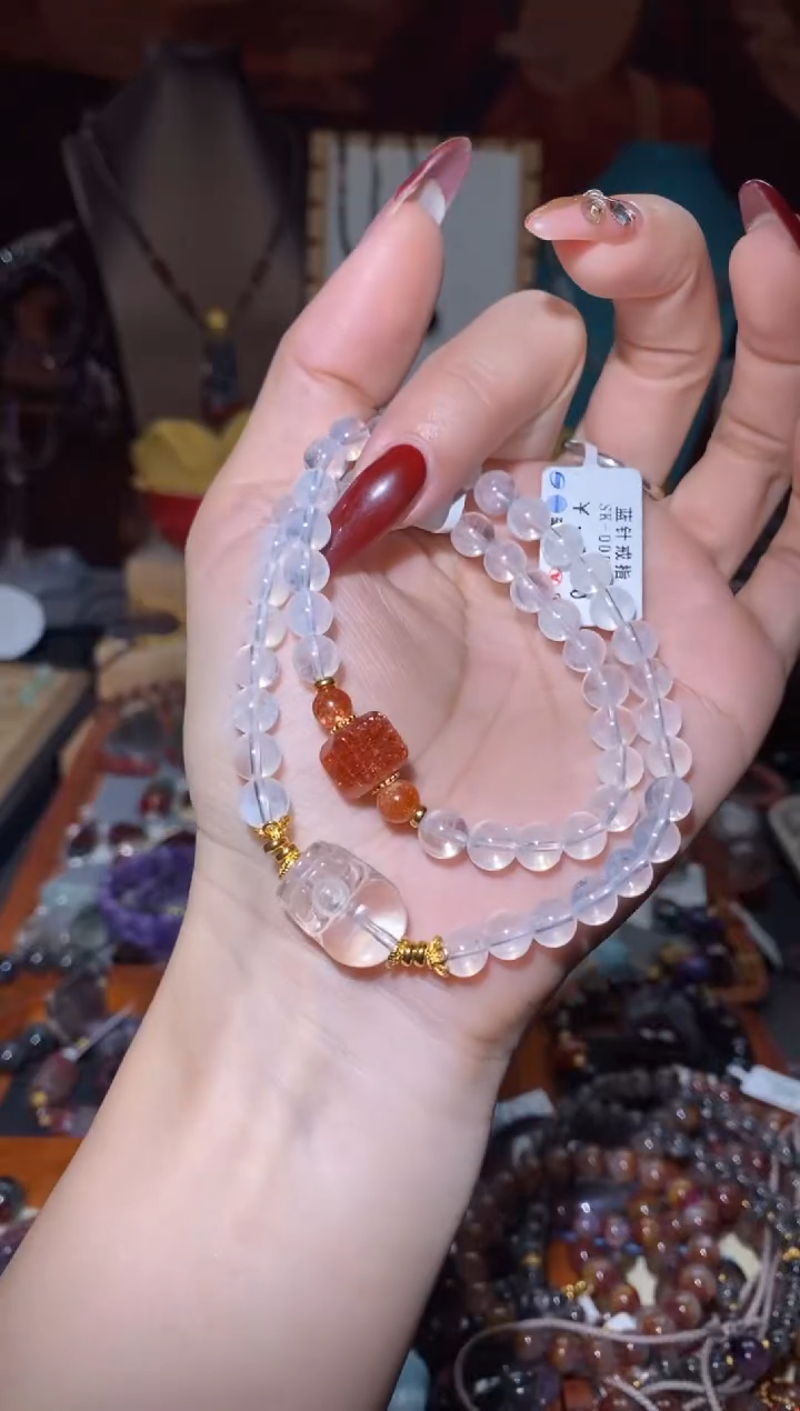 【闪购商品】水晶双圈手串未镶嵌蓝针