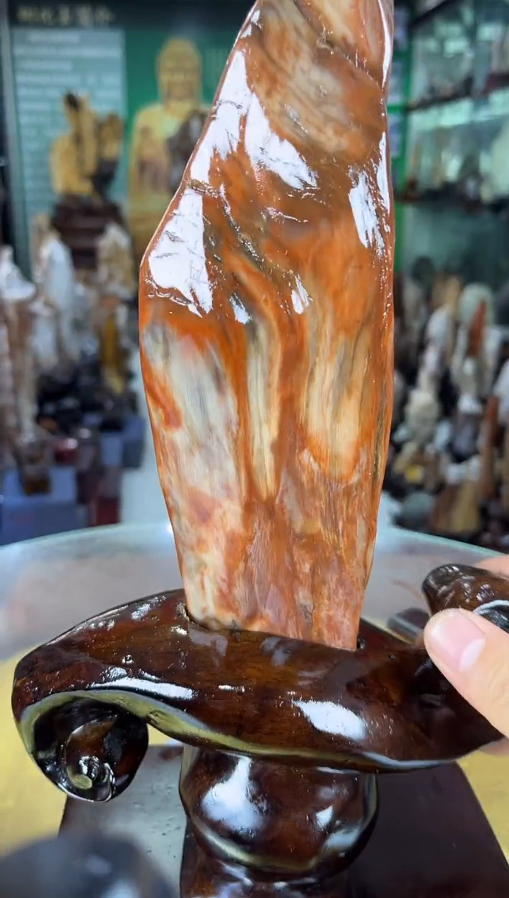 缅甸天然树化玉摆件