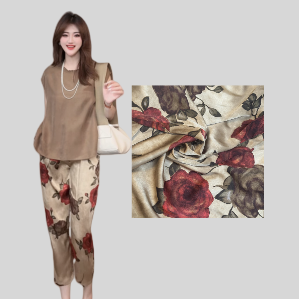 欧式玫瑰【YANLI】K25021超薄凉感夏日空调裤