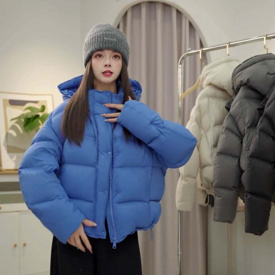 【1222】冬季韩系休闲时尚百搭保暖爆款短款羽绒服外套帽子可拆卸