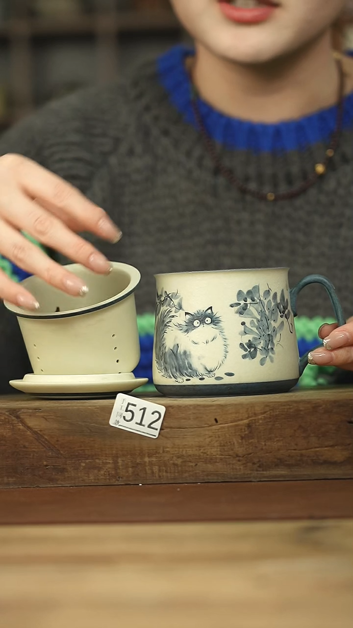 设计师系列！！青花小猫系列办公杯