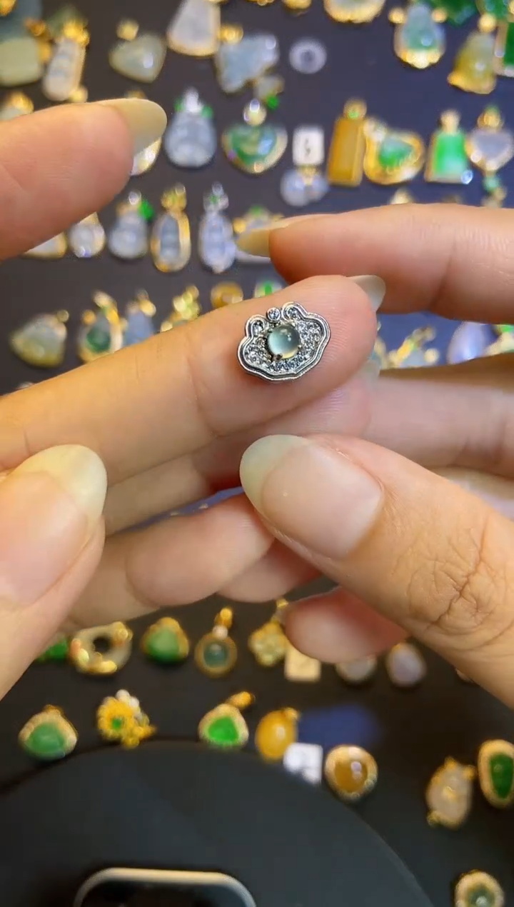 翡翠银S925镶嵌吊坠(不含链)1