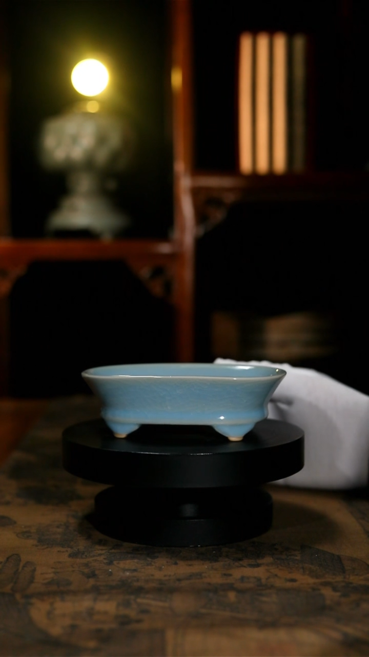 原矿天蓝釉小水仙盆