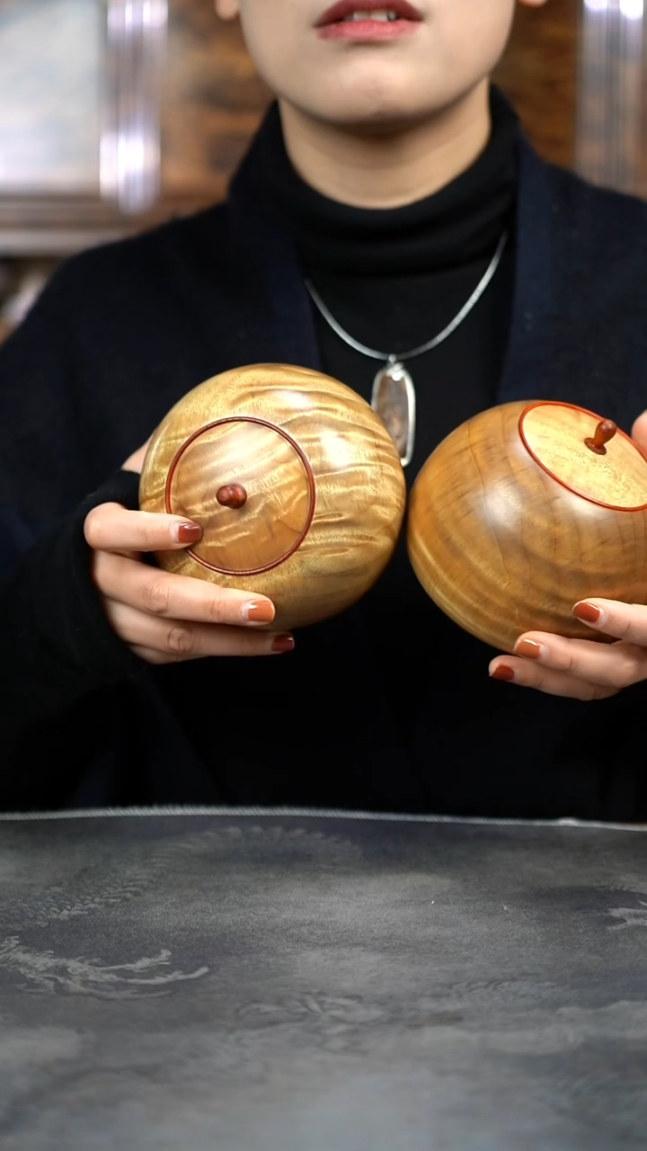 【闪购商品】金丝楠木雕枯木满花茶仓醒茶罐928/927