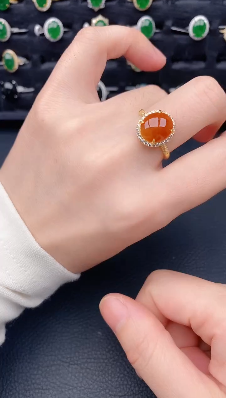 银S925镶嵌戒指翡翠天然a货翡翠188