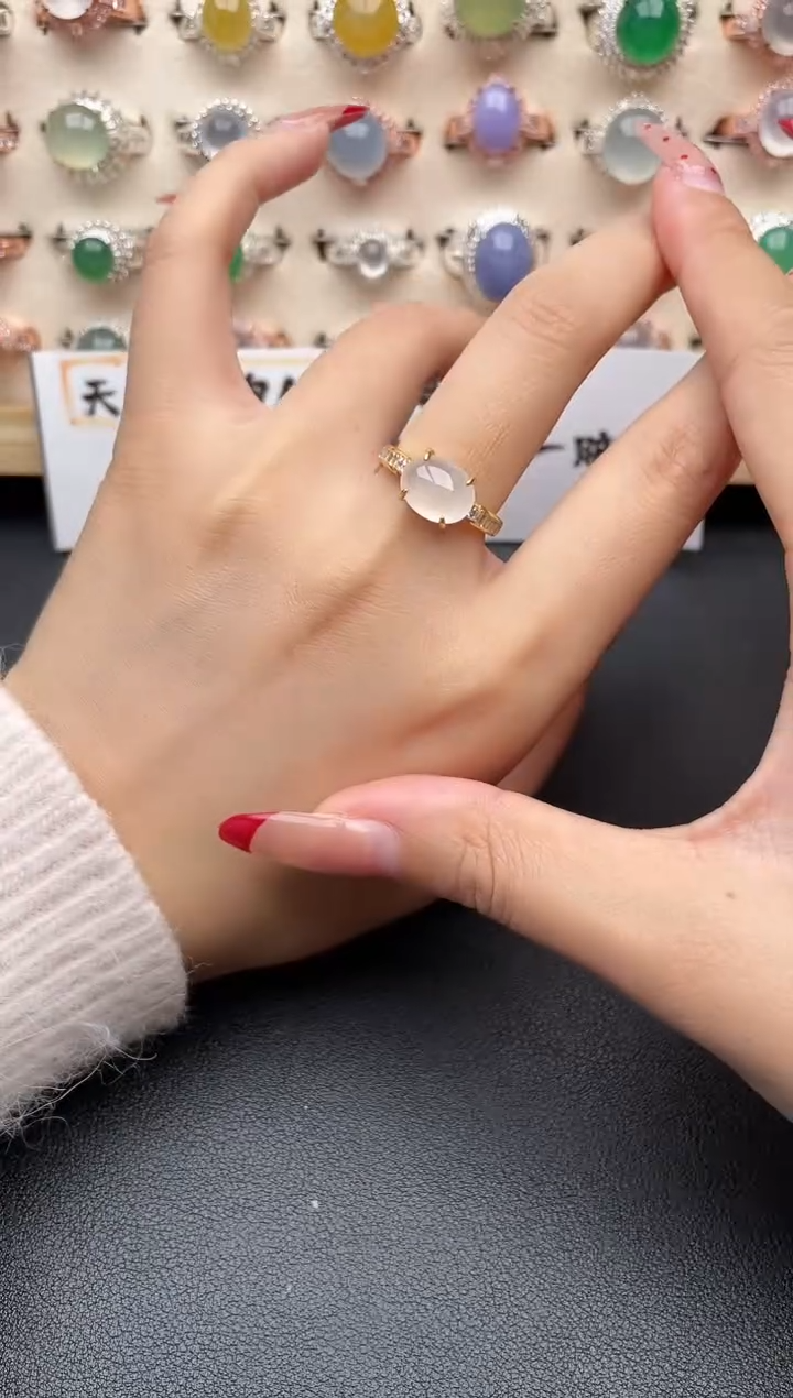 【闪购商品】翡翠戒指银S925镶嵌一物一证一礼盒