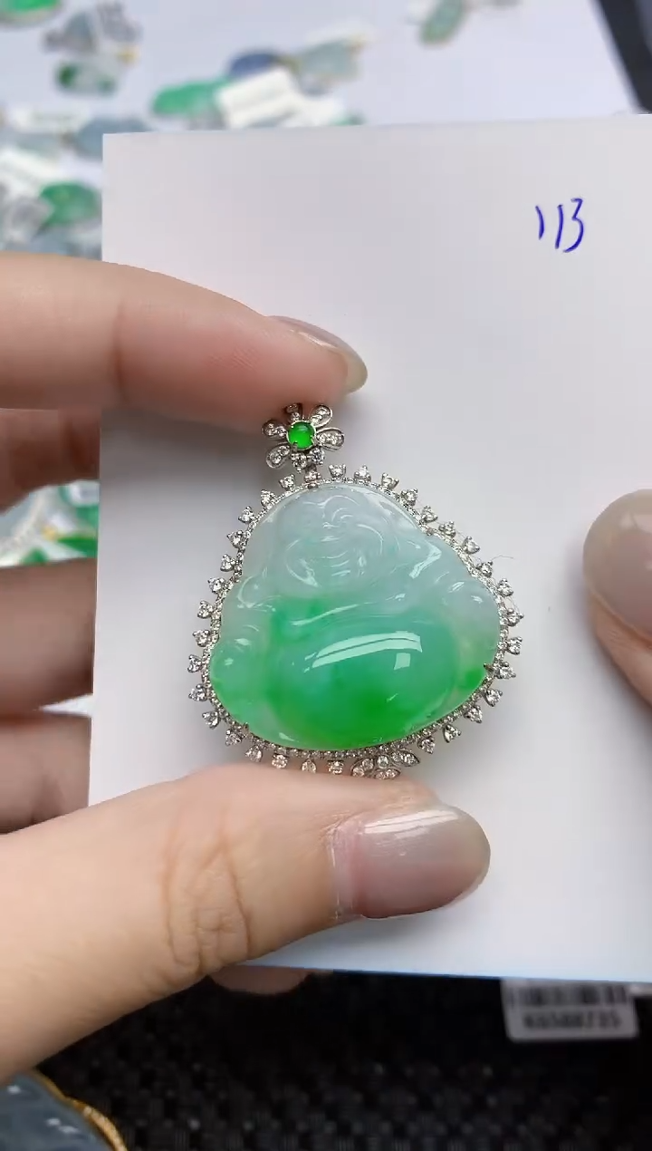 【闪购商品】翡翠颈饰18K金镶嵌天然翡翠A货