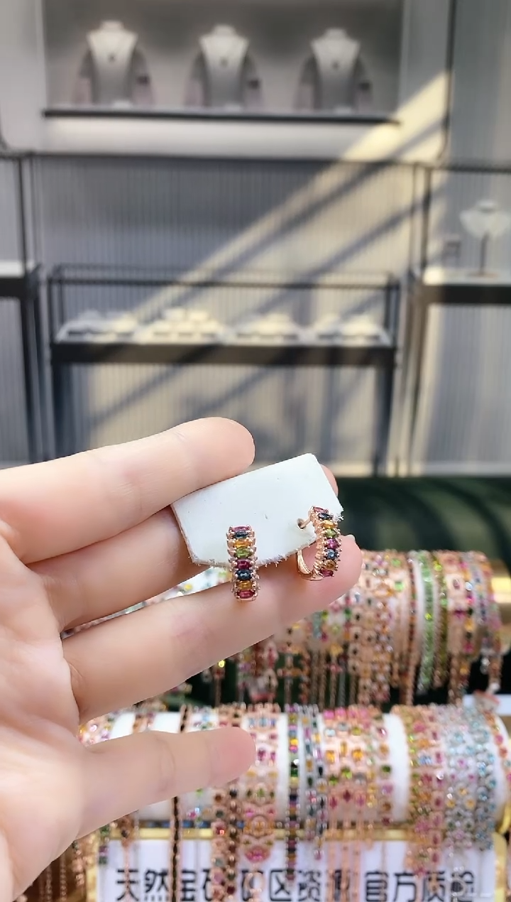 银S925镶嵌耳扣碧玺55555555555