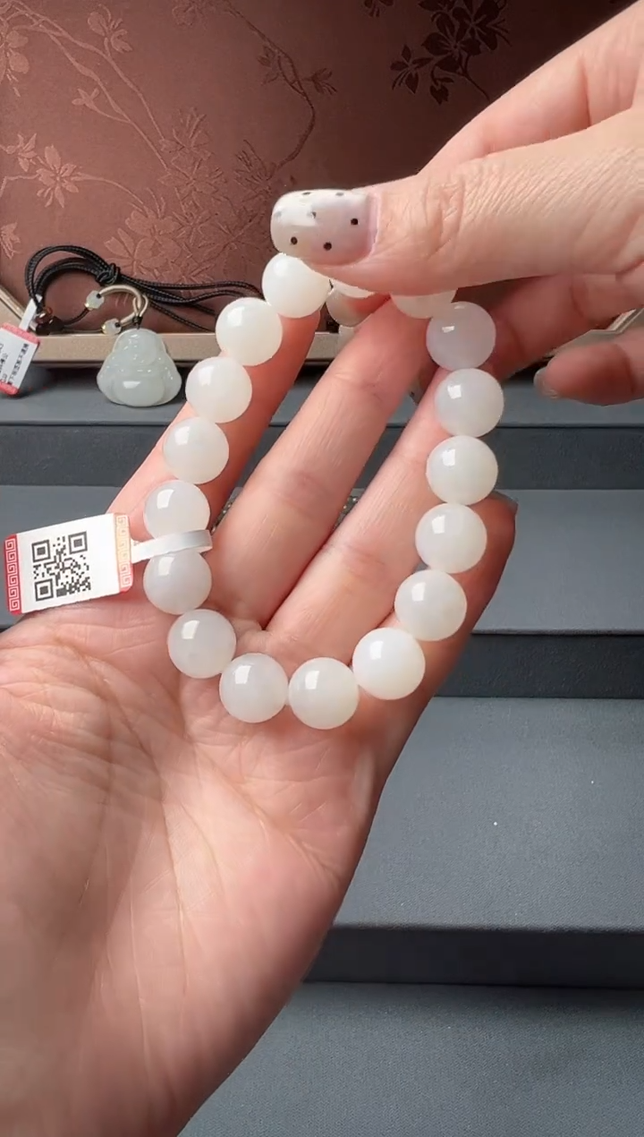 【闪购商品】和田玉手串未镶嵌和田玉圆珠手串HBHT41225-1