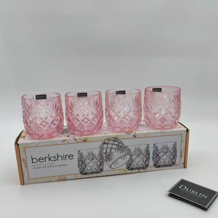 （4只装）粉色都柏林锤纹茶杯耐热扳指杯家用功夫茶具水杯个性茶杯