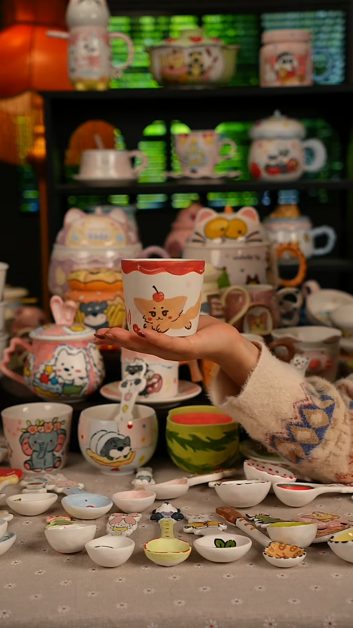 陶瓷无盖款景德镇高温釉下彩纯手绘创意瓷 默认微瑕 不退不换