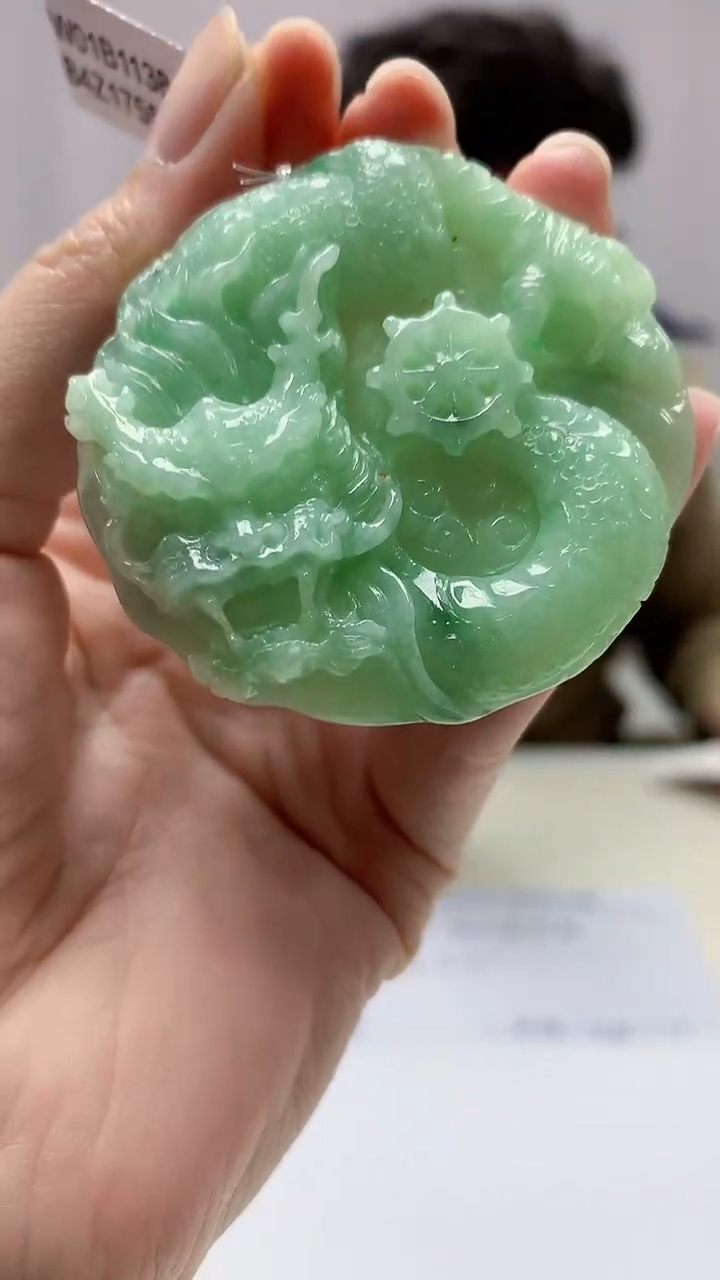 【闪购商品】定制翡翠未镶嵌4688zm-毛货挂件34龙牌